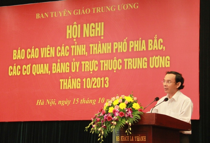 Đồng chí Nguyễn Văn Nên phát biểu tại Hội nghị. (Ảnh: Thu Hằng)