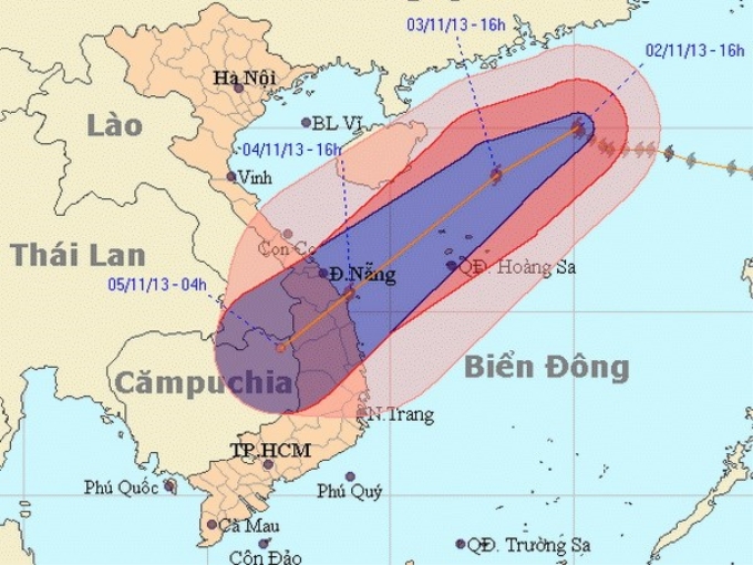 Đường đi và vị trí của bão số 12. (Nguồn: nchmf.gov.vn)