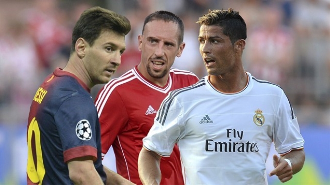 Ronaldo, Messi và Ribery tranh Quả bóng vàng FIFA (Nguồn: Getty Images)