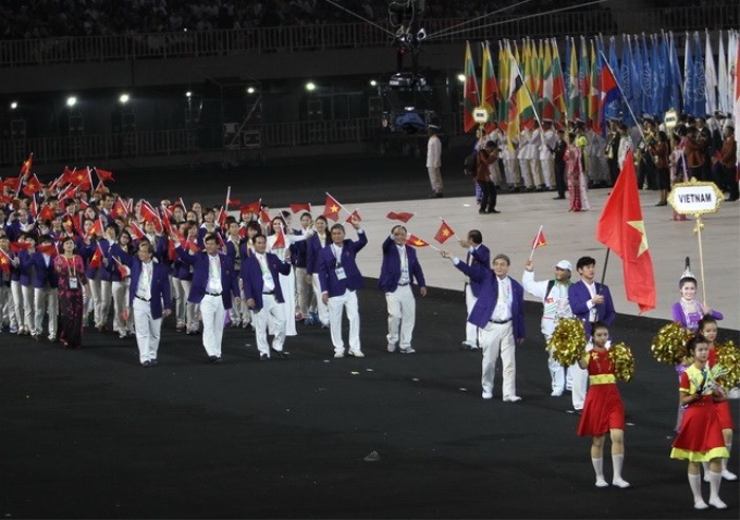 Đoàn thể thao Việt Nam tại SEA Games 27. (Ảnh: Quang Nhựt/TTXVN)