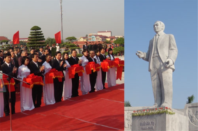 Đại biểu và lãnh đạo tỉnh Bắc Ninh cắt băng khánh thành công viên và dâng hương tưởng niệm đồng chí Ngô Gia Tự, ngày 1/12/2013. (Ảnh: Báo Bắc Ninh)