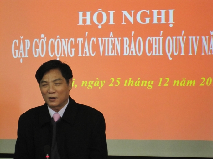 Cục trưởng Cục An toàn thực phẩm Trần Quang Trung phát biểu tại Hội nghị (Ảnh: TH)