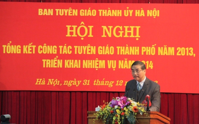 Phó Trưởng ban Tuyên giáo Trung ương Bùi Thế Đức phát biểu tại Hội nghị (Ảnh: TH)