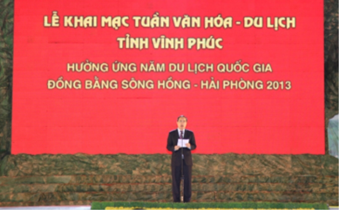 Phó Thủ tướng Nguyễn Thiện Nhân phát biểu khai mạc Tuần Văn hóa - Du lịch Vĩnh Phúc 2013. (Ảnh: VGP/Từ Lương)