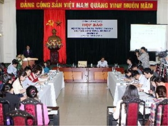 Quang cảnh buổi họp báo. (Ảnh: Minh Quyết/TTXVN)