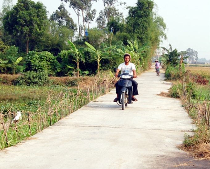 Đường "nông thôn mới" ở thôn Cẩm Quan (Cẩm Xá, Mỹ Hào) được bê tông hóa