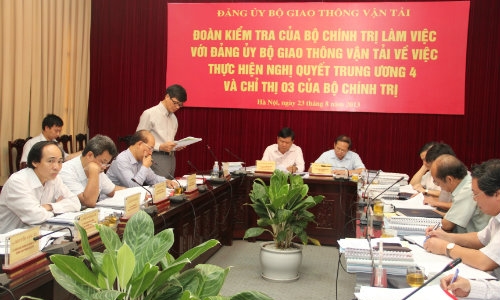 Đoàn kiểm tra của Bộ Chính trị làm việc với Đảng ủy Bộ Giao thông Vận tải