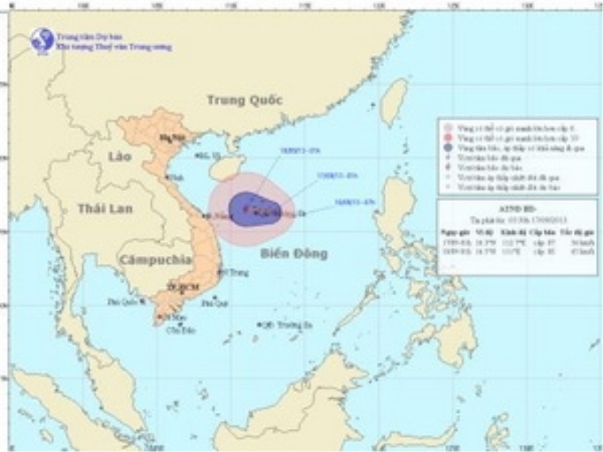 Chùm ảnh đường đi và vị trí cơn bão. (Nguồn: nchmf.gov.vn)