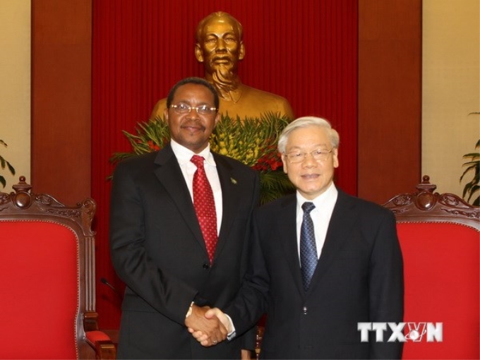 Tổng Bí thư Nguyễn Phú Trọng tiếp Tổng thống Tanzania Jakaya Mrisho Kikwete. (Ảnh: Trí Dũng/TTXVN)