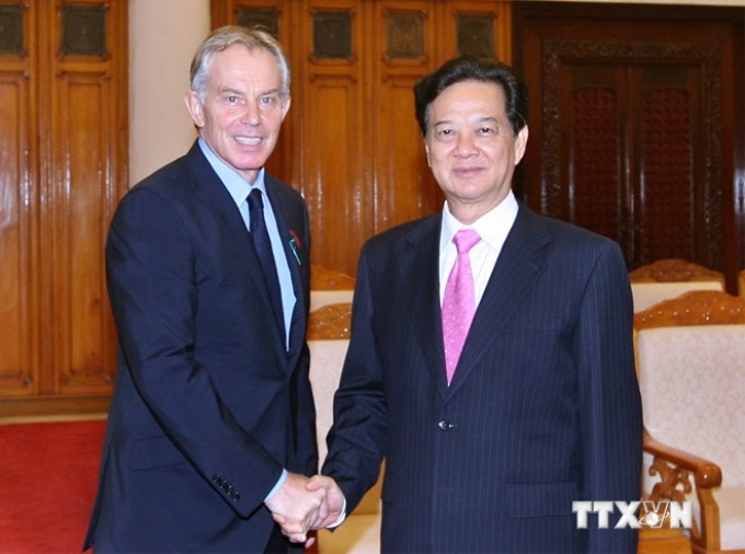 Thủ tướng Nguyễn Tấn Dũng tiếp ông Tony Blair, Cựu Thủ tướng Anh sang thăm và làm việc tại Việt Nam. (Ảnh: Thống Nhất/TTXVN)