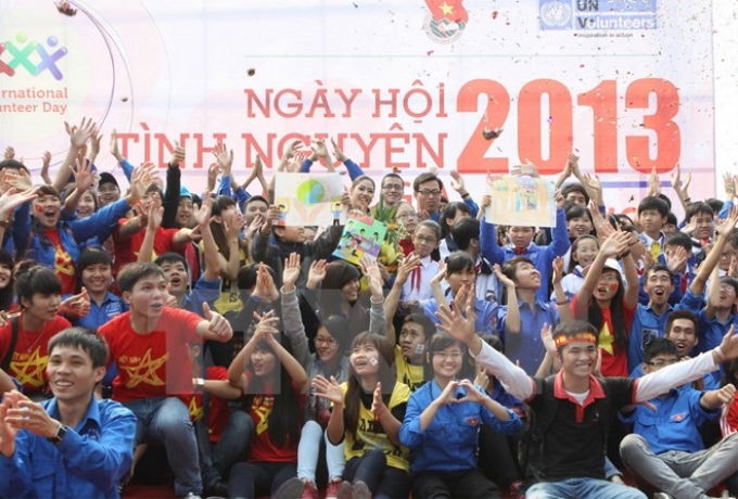 Các tình nguyện viên tại Ngày hội tình nguyện Quốc gia năm 2013. (Ảnh: Dương Giang/TTXVN)