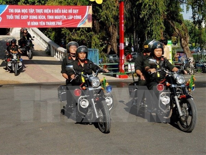 Công an Thành phố Hồ Chí Minh tuần tra đảm bảo an ninh trên địa bàn (Nguồn: TTXVN)