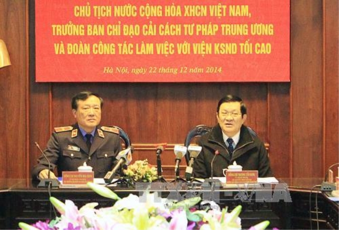 Chủ tịch nước Trương Tấn Sang phát biểu tại buổi làm việc. Ảnh: Nguyễn Khang – TTXVN.