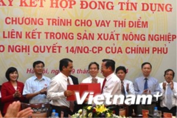 Lãnh đạo các bên tham gia ký kết. (Ảnh: Vietnam+).