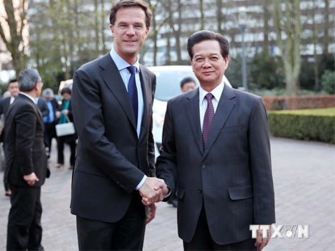 Thủ tướng Nguyễn Tấn Dũng gặp Thủ tướng Hà Lan Mark Rutte tháng 3/2014, tại La Haye, Hà Lan. (Ảnh: TTXVN)