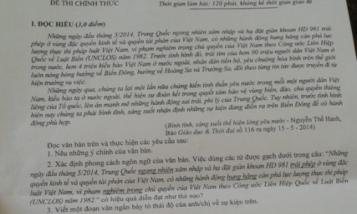 Môn thi đầu tiên kỳ thi tốt nghiệp THPT: Đề thi hay, khuyến khích thí sinh thể hiện tinh thần yêu nước