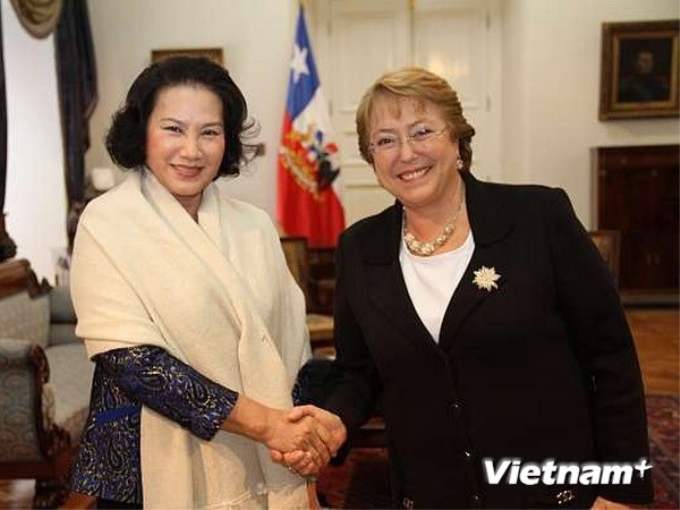 Tổng thống Bachelet tiếp Phó Chủ tịch Quốc hội Nguyễn Thị Kim Ngân (Ảnh: Quang Sơn/Vietnam+)