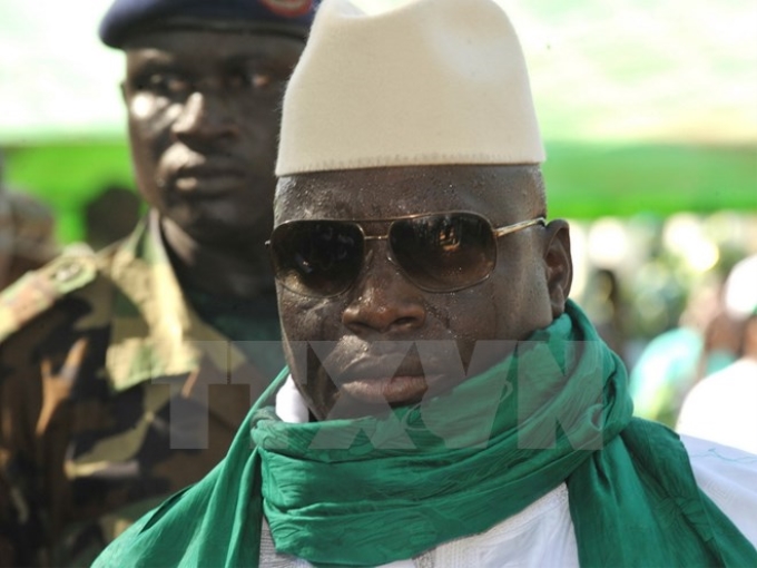 Tổng thống Gambia Yahya Jammeh dự một cuộc míttinh ở Bakau, phía Tây thủ đô Banjul. (Nguồn: AFP/TTXVN)