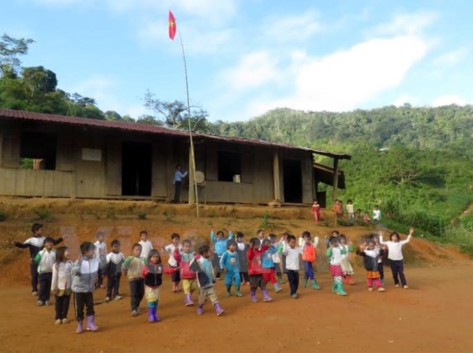 Ngôi trường đơn sơ nơi vùng cao. (Ảnh: Đỗ Trưởng/Vietnam+)