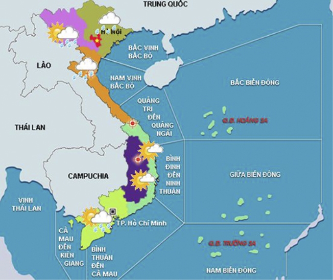 Bản đồ thời tiết vùng ngày 11/3. Ảnh: nchmf.gov.vn