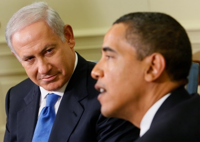 Tổng thống Mỹ Barack Obama và Thủ tướng Israel Benjamin Netanyahu trong cuộc gặp gần đầy. (Nguồn: AFP)