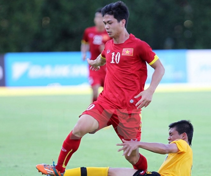 Công Phượng trong trận U23 Việt Nam thắng U23 Brunei 6-0. (Ảnh: TTXVN)