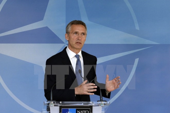 Tổng thư ký NATO Jens Stoltenberg phát biểu tại Hội nghị Bộ trưởng Quốc phòng NATO. (Nguồn: AFP/TTXVN)