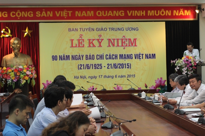 Toàn cảnh lễ kỷ niệm 90 năm Ngày Báo chí cách mạng Việt Nam (21/6/1925 - 21/6/2015) do Ban Tuyên giáo Trung ương tổ chức. (Ảnh: Tuấn Anh)