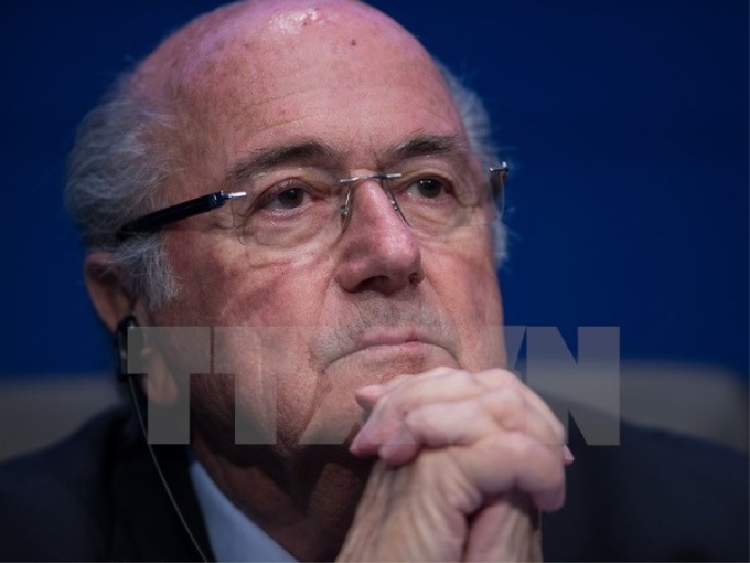 Chủ tịch FIFA Sepp Blatter trong cuộc họp báo tại trụ sở Liên đoàn bóng đá ở Zurich ngày 2/6. (Nguồn: AFP/TTXVN)