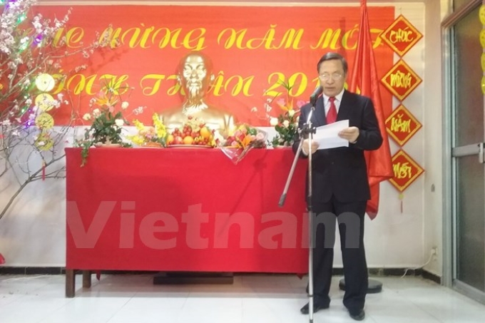 Đại sứ Việt Nam tại Algeria Vũ Thế Hiệp phát biểu. (Ảnh: Nguyễn Thanh Bình/Vietnam+)