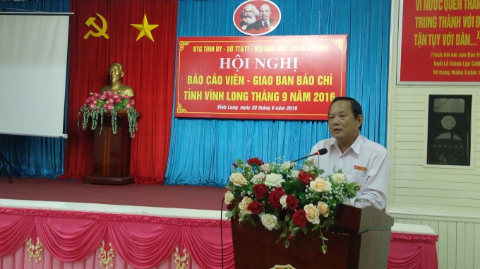 Trưởng Ban Tuyên giáo Tỉnh uỷ Vĩnh Long Nguyễn Bách Khoa phát biểu chỉ đạo hội nghị