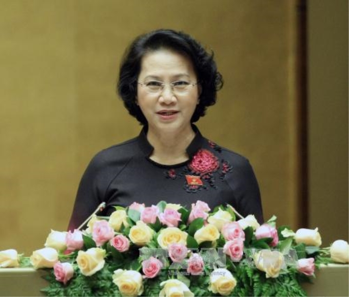 Chủ tịch Quốc hội Nguyễn Thị Kim Ngân phát biểu bế mạc Kỳ họp. Ảnh: Trọng Đức/TTXVN