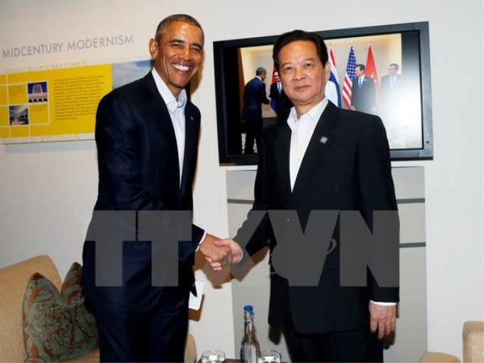 Thủ tướng Chính phủ Nguyễn Tấn Dũng gặp Tổng thống Hoa Kỳ Barack Obama. (Ảnh: TTXVN)