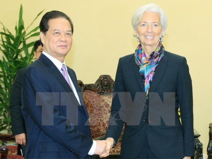 Thủ tướng Nguyễn Tấn Dũng tiếp Tổng Giám đốc IMF Christine Lagarde. (Ảnh: Thống Nhất/TTXVN)