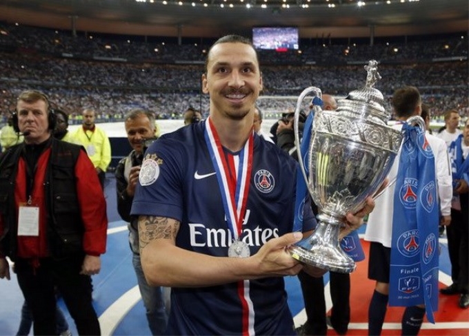 Ibrahimovic hân hoan sau khi giành Cúp Quốc gia Pháp. (Nguồn: skysports)