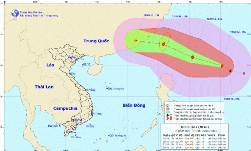 Bão Megi gây gió mạnh dần ở Đông Bắc Biển Đông