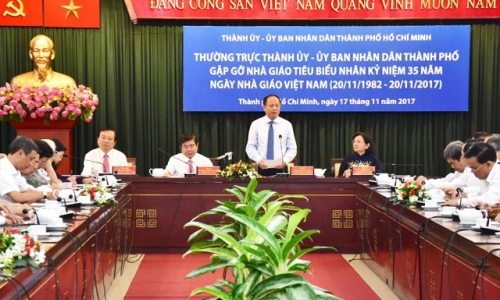 Thường trực Thành ủy Thành phố Hồ Chí Minh gặp gỡ, lắng nghe ý kiến của các nhà giáo tiêu biểu