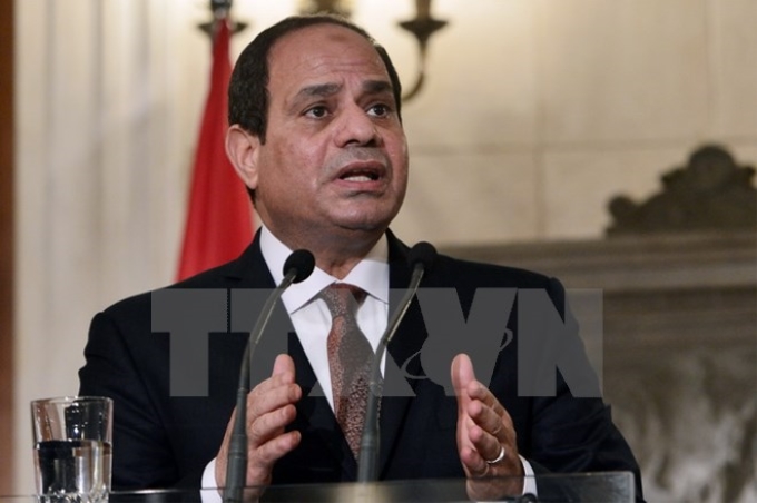 Tổng thống Ai Cập Abdel Fattah al-Sisi trong một cuộc họp báo ở Athens ngày 8/12. (Nguồn: AFP/TTXVN)