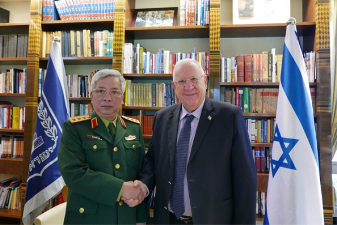 Tổng thống Israel Reuvlin Rivlin tiếp Thượng tướng Nguyễn Chí Vịnh.