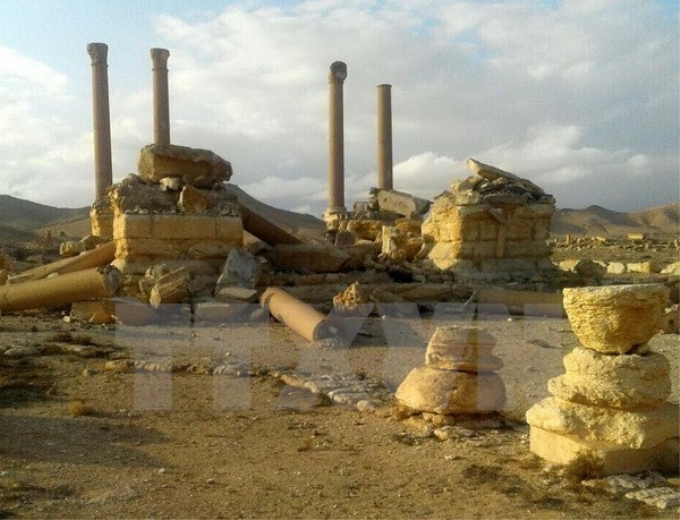 Nhiều di tích lịch sử ở thành cổ Palmyra bị phiến quân IS tàn phá. (Nguồn: AFP/TTXVN)