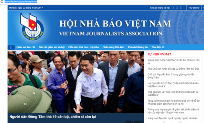 Giao diện website www.hoinhabaovietnam.vn.