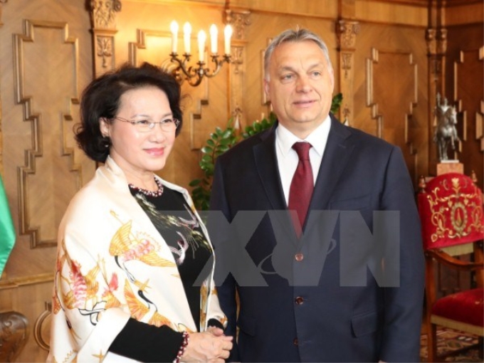 Chủ tịch Quốc hội Nguyễn Thị Kim Ngân hội kiến Thủ tướng Hungary Viktor Orban. (Ảnh: TTXVN)