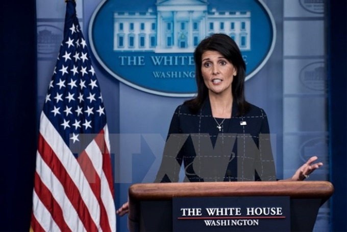 Đại sứ Mỹ tại Liên hợp quốc Nikki Haley. (Nguồn: AFP/TTXVN)