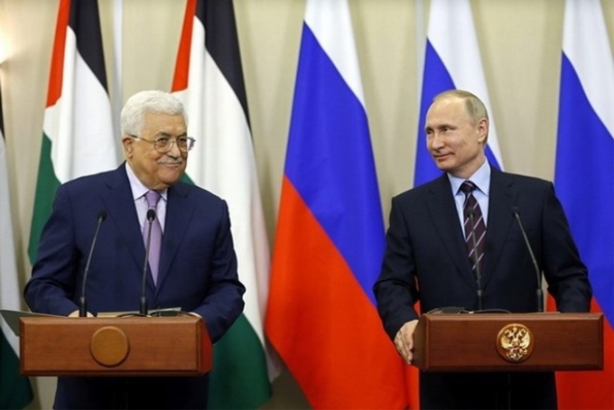 Tổng thống Putin và người đồng cấp Palestine Mahmoud Abbas. (Nguồn: AFP)