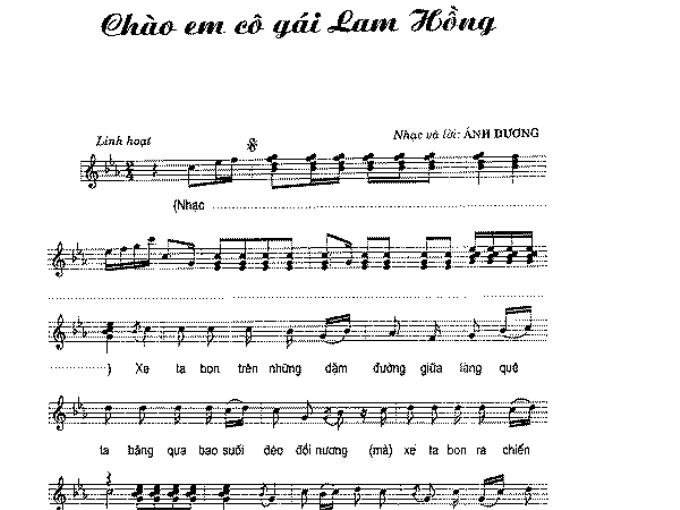 Lời bài hát "Chào em cô gái Lam Hồng".