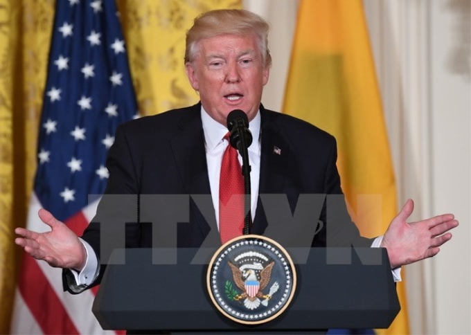 Tổng thống Mỹ Donald Trump tại cuộc họp báo ở Washington, DC. (Nguồn: AFP/TTXVN)