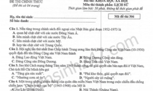 Bộ GD&ĐT phản hồi về đề thi THPT quốc gia môn Lịch sử