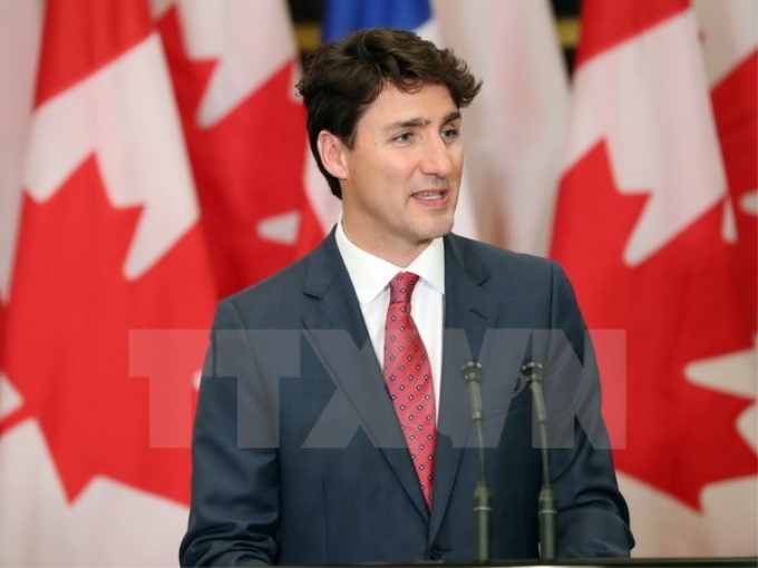 Thủ tướng Canada Justin Trudeau tại một cuộc họp báo ở Ottawa,Canada. (Nguồn: AFP/TTXVN)