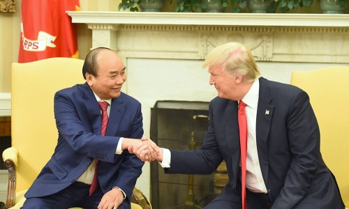 Hình ảnh Tổng thống Hoa Kỳ Trump đón Thủ tướng Nguyễn Xuân Phúc