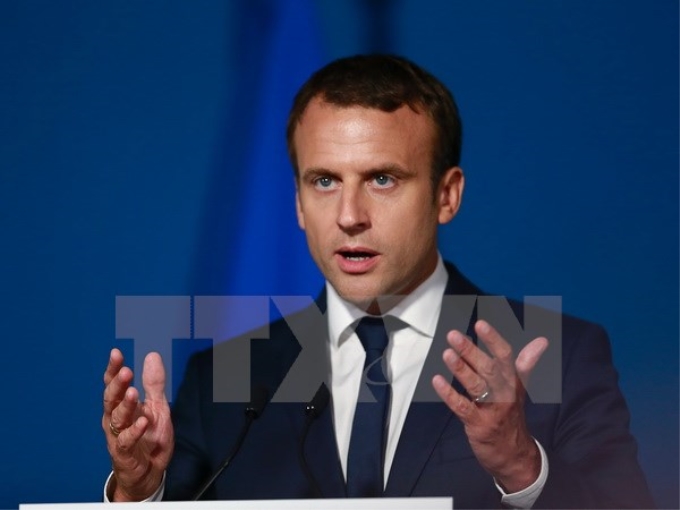 Tổng thống Pháp Emmanuel Macron phát biểu tại một sự kiện ở Paris. (Nguồn: AFP/TTXVN)